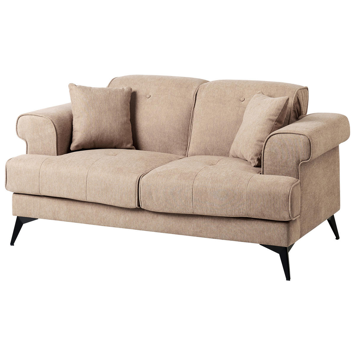 POHOVKA 2-místná Látka Světle hnědá Skive - světle hnědá, textil (160/88/85cm) - Beliani
