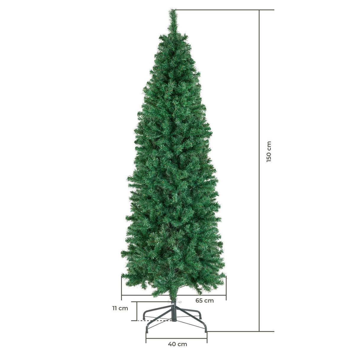 WEIHNACHTSBAUM Comet, pulverbeschichteter Metallständer mit Kunststoffkappen, grün - Grün, Kunststoff (150cm) - tectake
