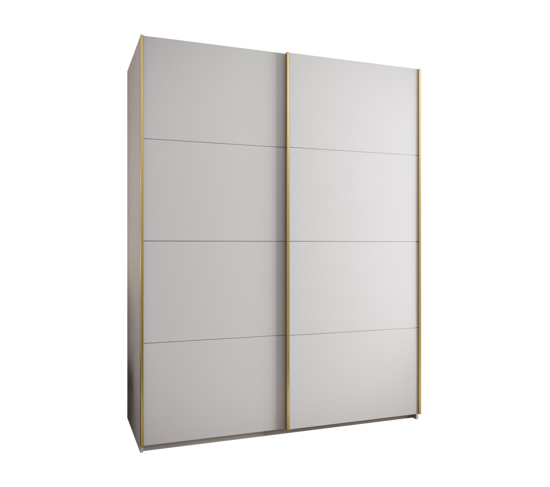 Abiks Möbel Schwebetürenschrank Weiß, Weiß, Gold 190x245x64 cm