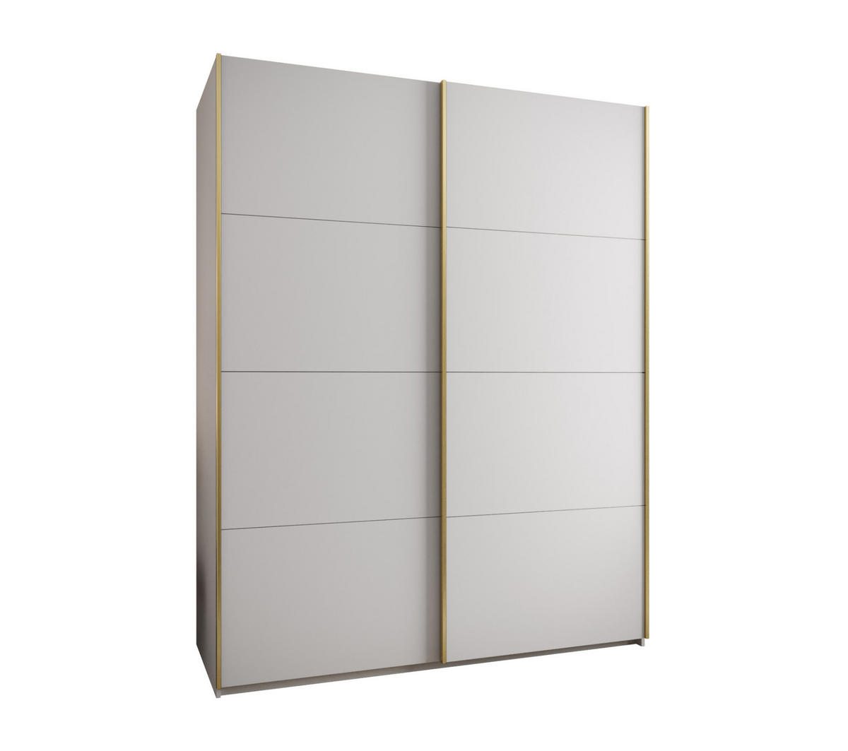 SCHWEBETÜRENSCHRANK 245,5/200/64 2-türig - Goldfarben/Weiß, Holz/Metall (200/245/64cm) - Abiks Möbel