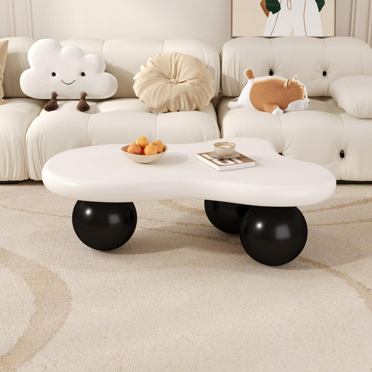 COUCHTISCH Cloud-Form LED 16-Farben Modern Weiß-Schwarz - Weiß, Holz (53.34/45.09/30.48cm) - FLIEKS