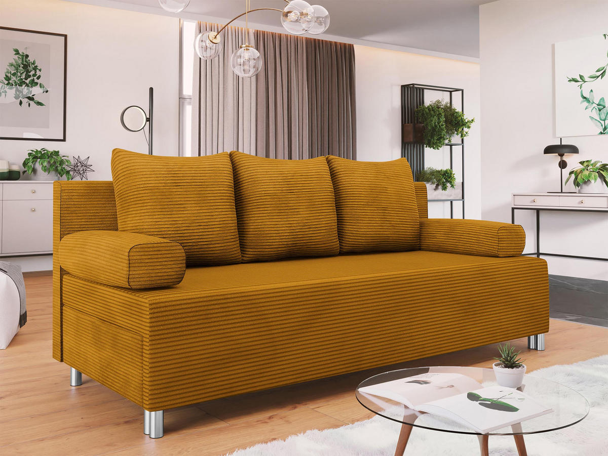 SCHLAFSOFA Dover Cord - Chromfarben/Braun, Holz/Kunststoff (192/86/80cm) - MIRJAN24