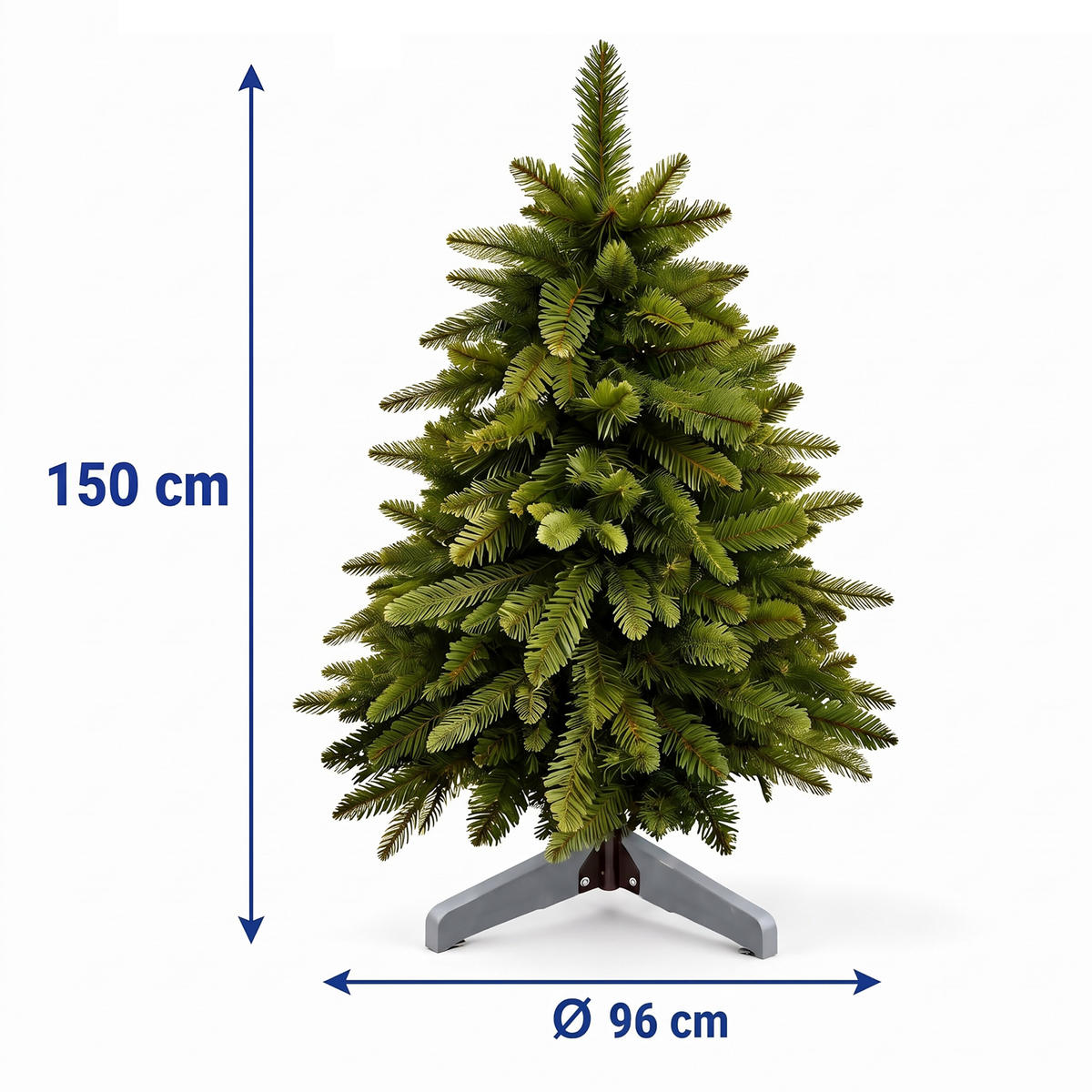 WEIHNACHTSBAUM Grün künstlich Nordmanntanne 150 cm ohne Beleuchtung - Dunkelgrün, Holz/Kunststoff (150cm) - Relaxdays