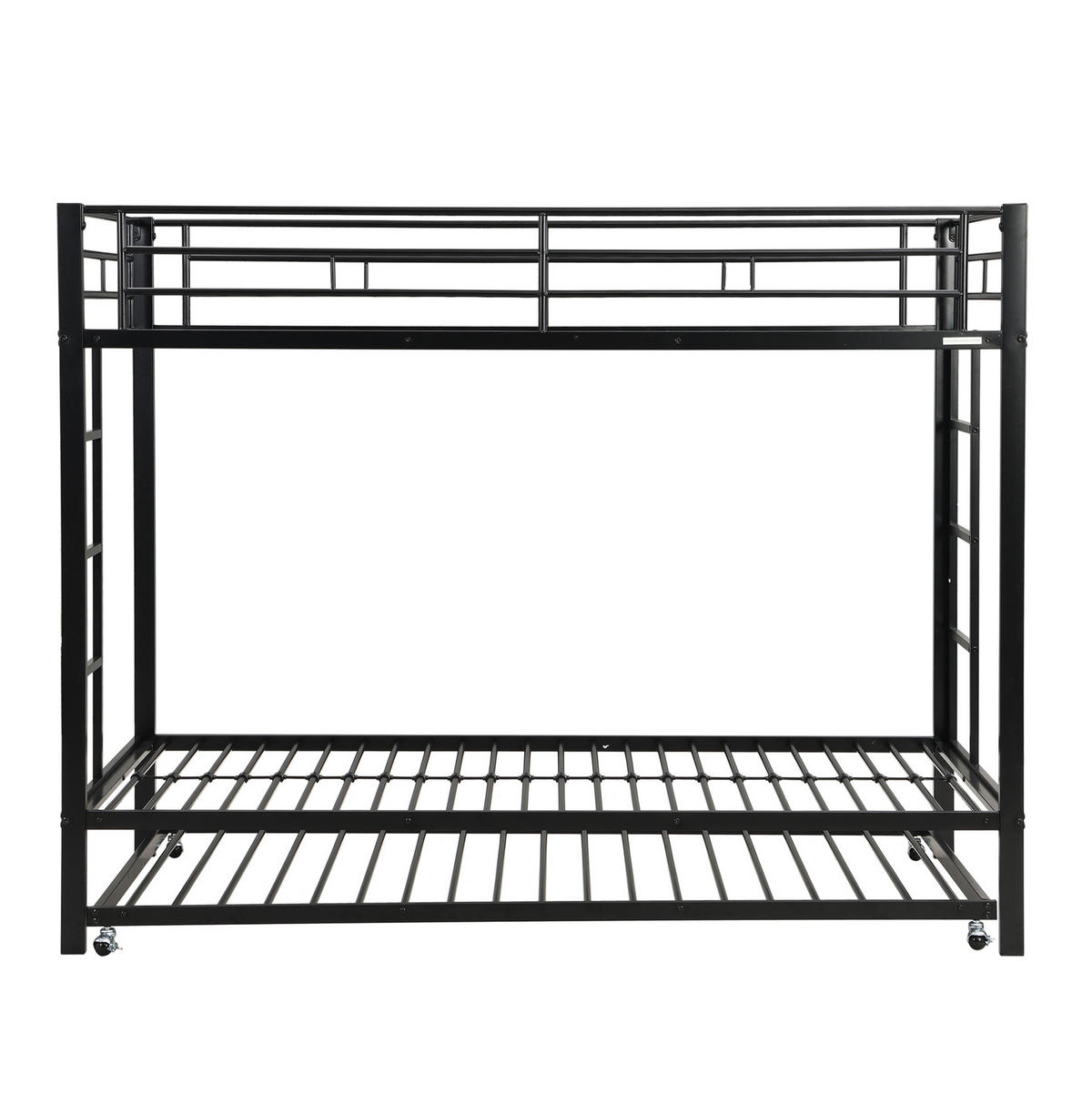 ETAGENBETT mit Ausziehbett 90x200 cm Metall Schwarz - Schwarz, Metall (90/200cm) - Beauniv