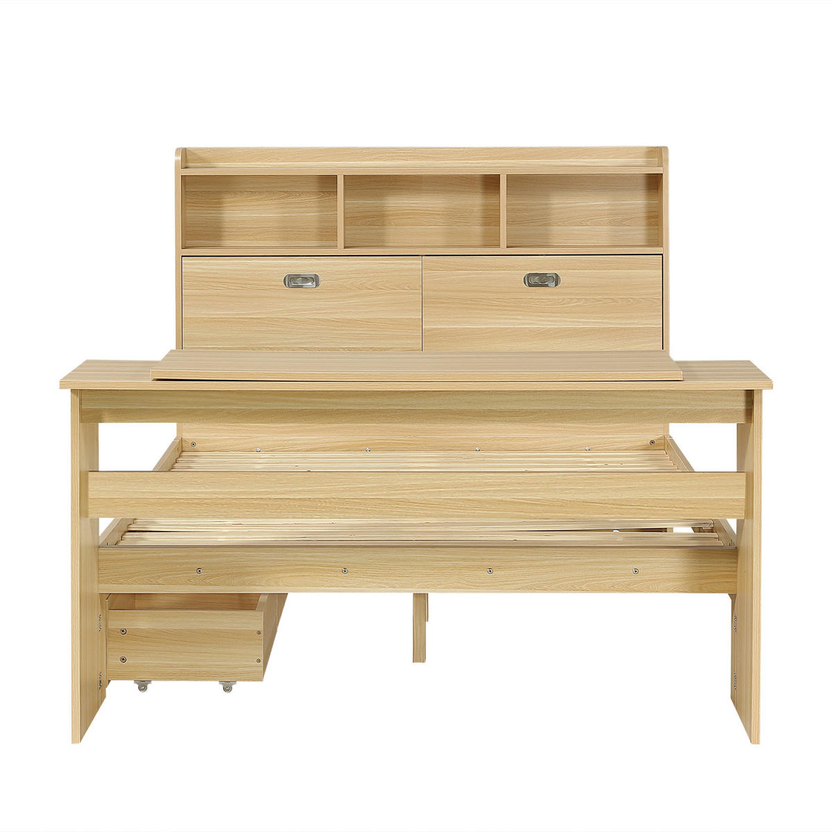 BETT mit Stauraum 140x200 cm Holz Natural 4-tlg. - Naturfarben, Holz (140/200cm) - Meubliv