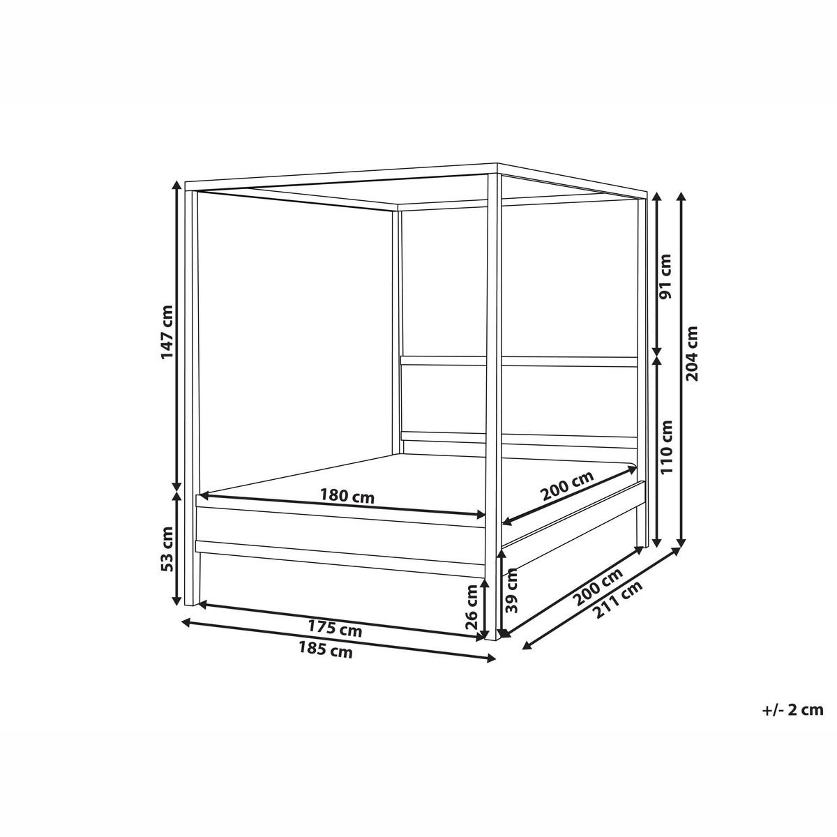 HIMMELBETT 180/200 cm Hellbraun Hauterives - Hellbraun, Holz (180/200cm) - Beliani
