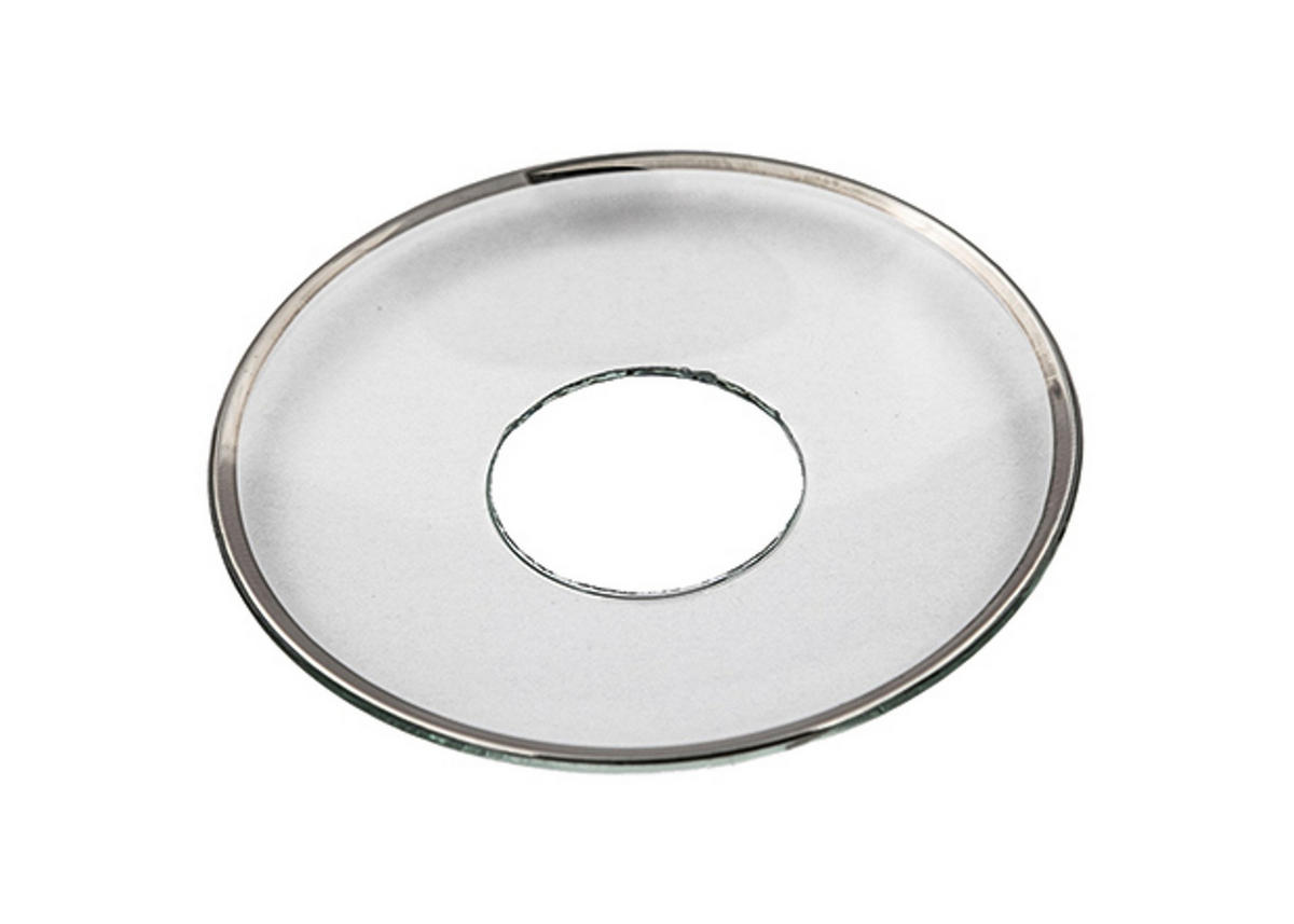 GLAS-KERZENMANSCHETTE (Bobeches) "Silberrand" für Kerzen bis Ø 25 mm - Transparent, Paraffin (7/0.2/7cm) - Holfeuer Crystal Design