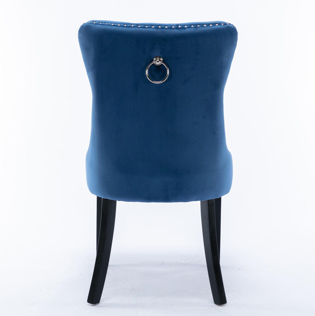 ESSZIMMERSTUHL Samt Blau mit hoher Rückenlehne Massivholz 2er-Set - Blau, Metall (50/95/65cm) - Meubliv
