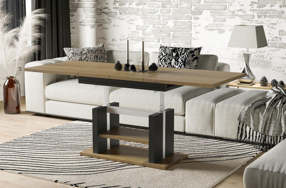 COUCHTISCH Dior höhenverstellbar ausziehbar bis 170 cm - Eichefarben, Holzwerkstoff (110/65/58cm) - Endo-Moebel