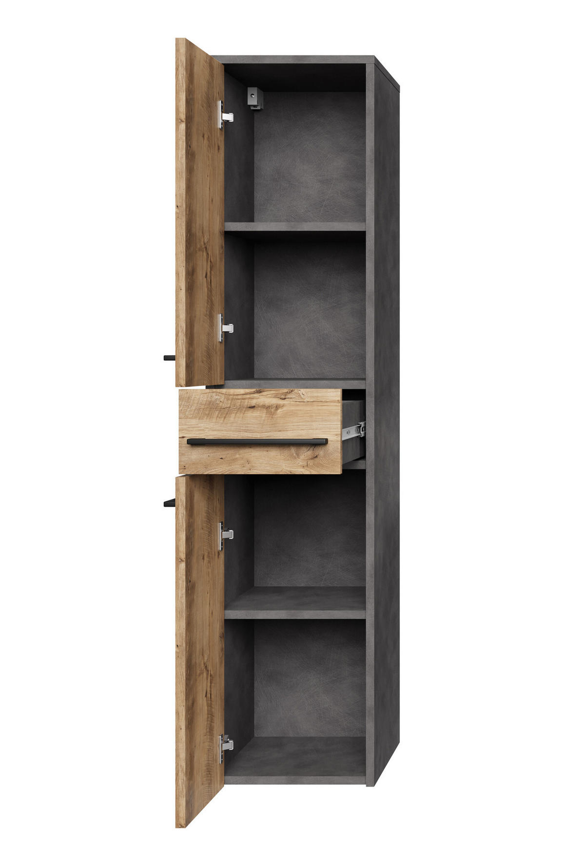 BADEZIMMERSCHRANK Florence mit 2 Türen Kastanien Eiche / Grau - 30 x 35 x 130 cm - Eichefarben/Grau, Holz (30/130/35cm) - Badplaats