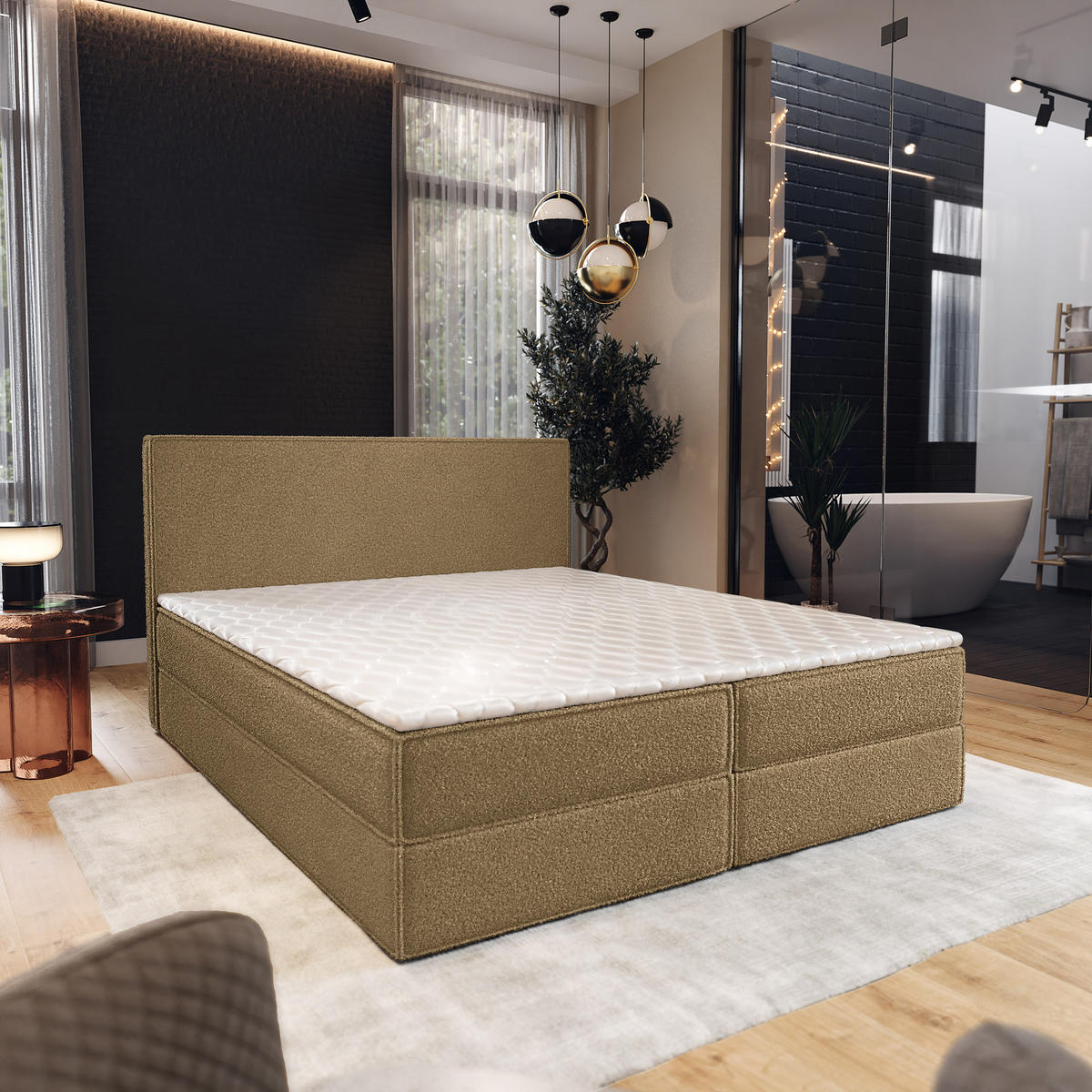 BOXBETT PELLIO 140x200 cm mit Matratze und Topper - Orange - Orange, Holz (140/200cm) - MASSENO