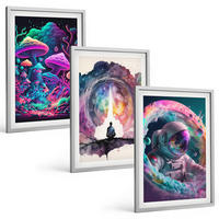 BILDER SET 3er Set - 40x60 cm Silberner Rahmen - Farbenfrohe Fantasy-Kunstillustrationen - Silberfarben, Kunststoff (40/60cm) - TULUP