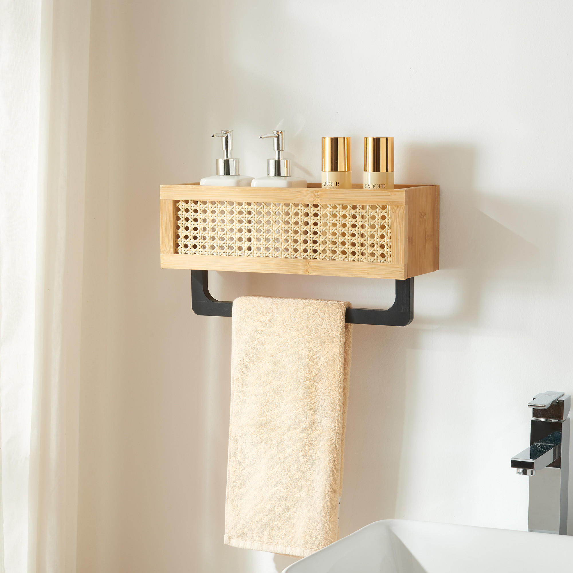 BADEZIMMERREGAL Tervola - Naturfarben, Holz/Kunststoff (36/18.5/12.5cm) - [en.casa]