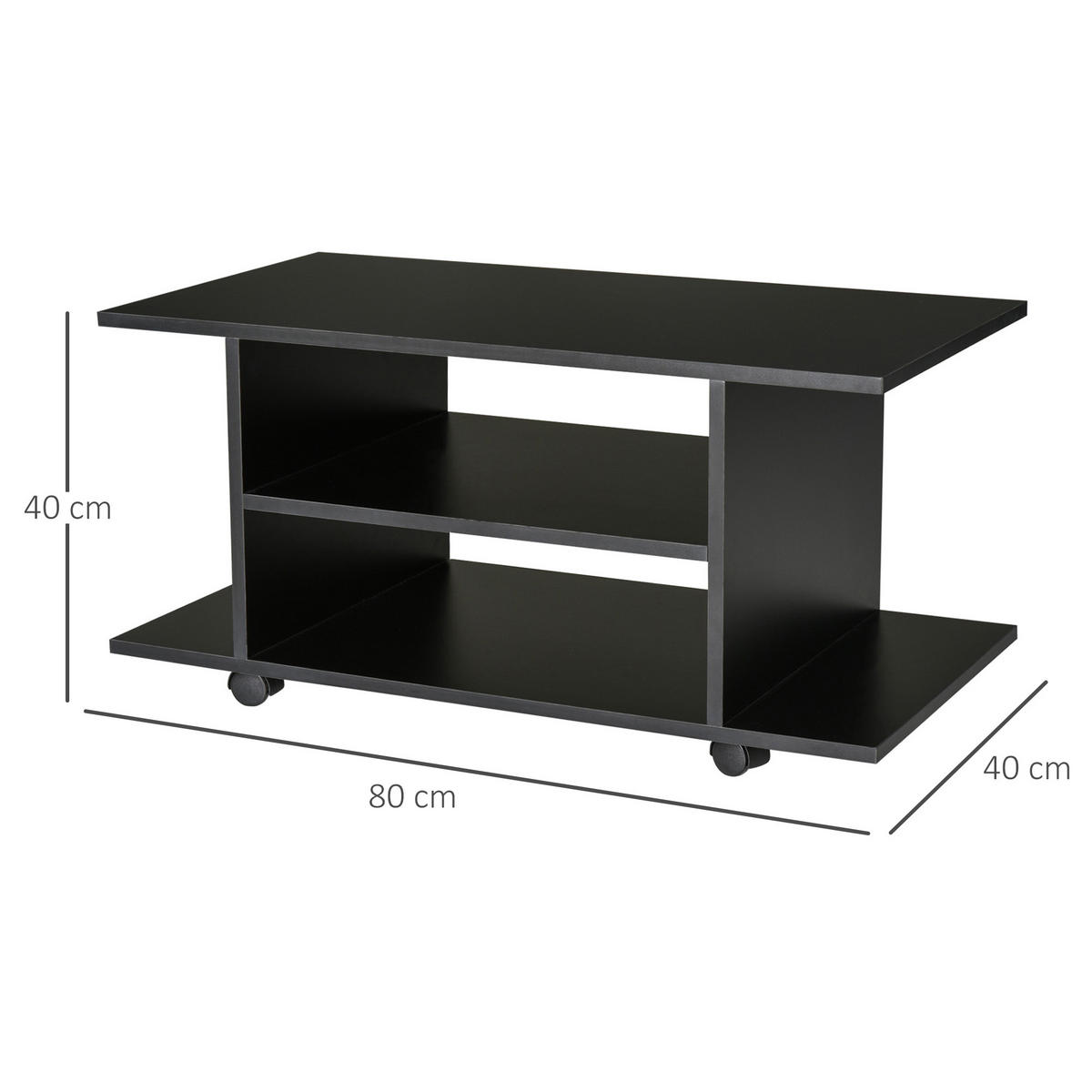 TV-MÖBEL Schwarz 1 Stück - Schwarz, Holzwerkstoff (180/40/40cm) - GiPP