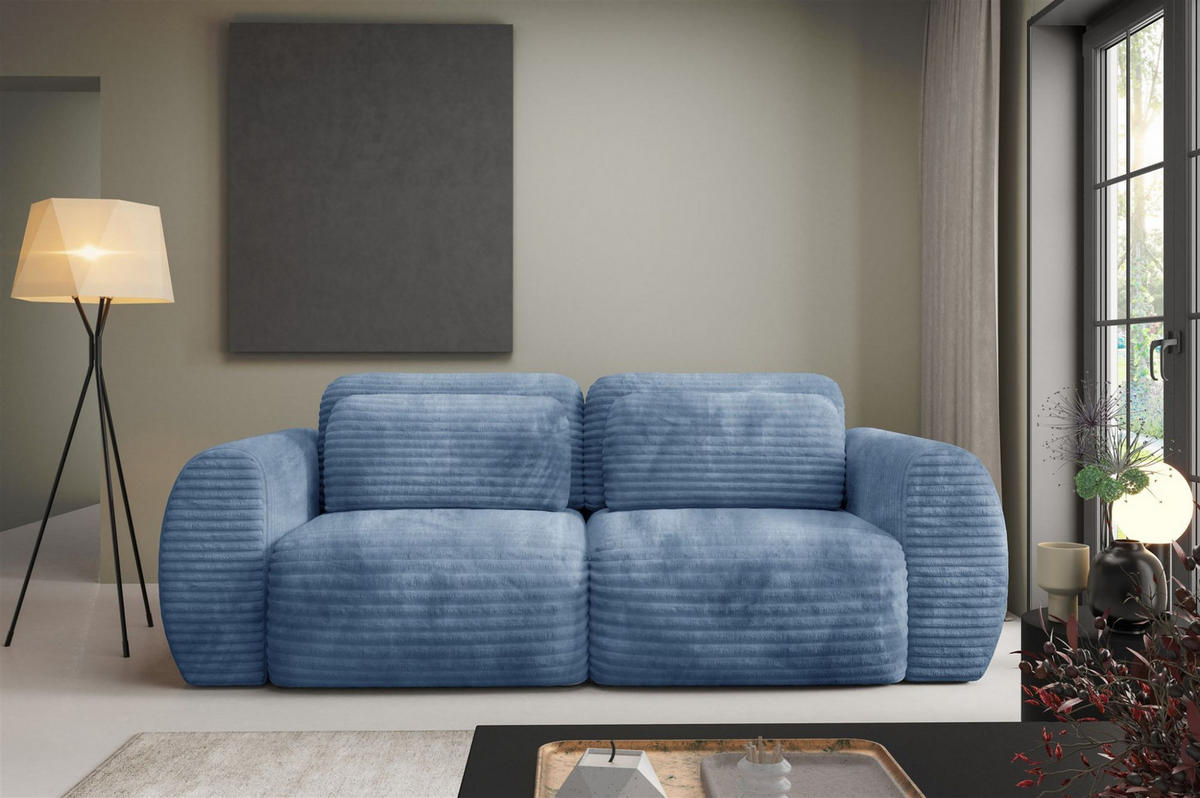 SCHLAFSOFA Simone - Hellblau, Holzwerkstoff/Textil (266/95/110cm) - Fun Möbel