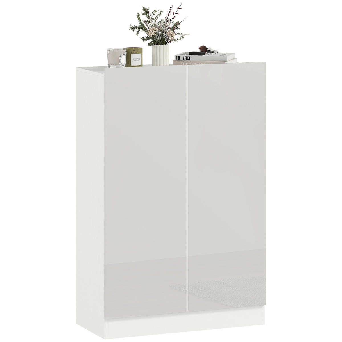 SCHUHSCHRANK DE-15098 20 Paar Schuhe, 5 Ebenen Weiß Hochglanz - Weiß, Holzwerkstoff (72/103/34.5cm) - ComfortXL