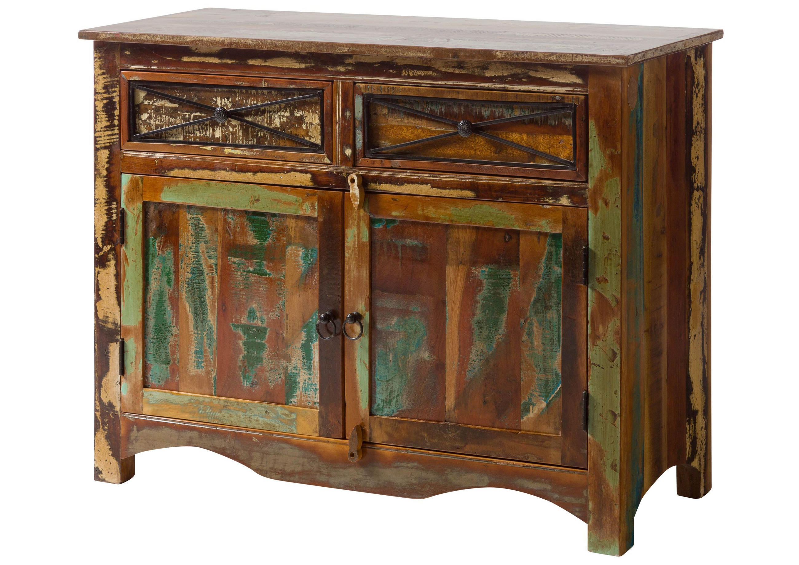 SIDEBOARD Altholz 110x45x85 mehrfarbig lackiert NATURE OF SPIRIT #130 - Multicolor, Holz (110/85/45cm) - Massivmoebel24