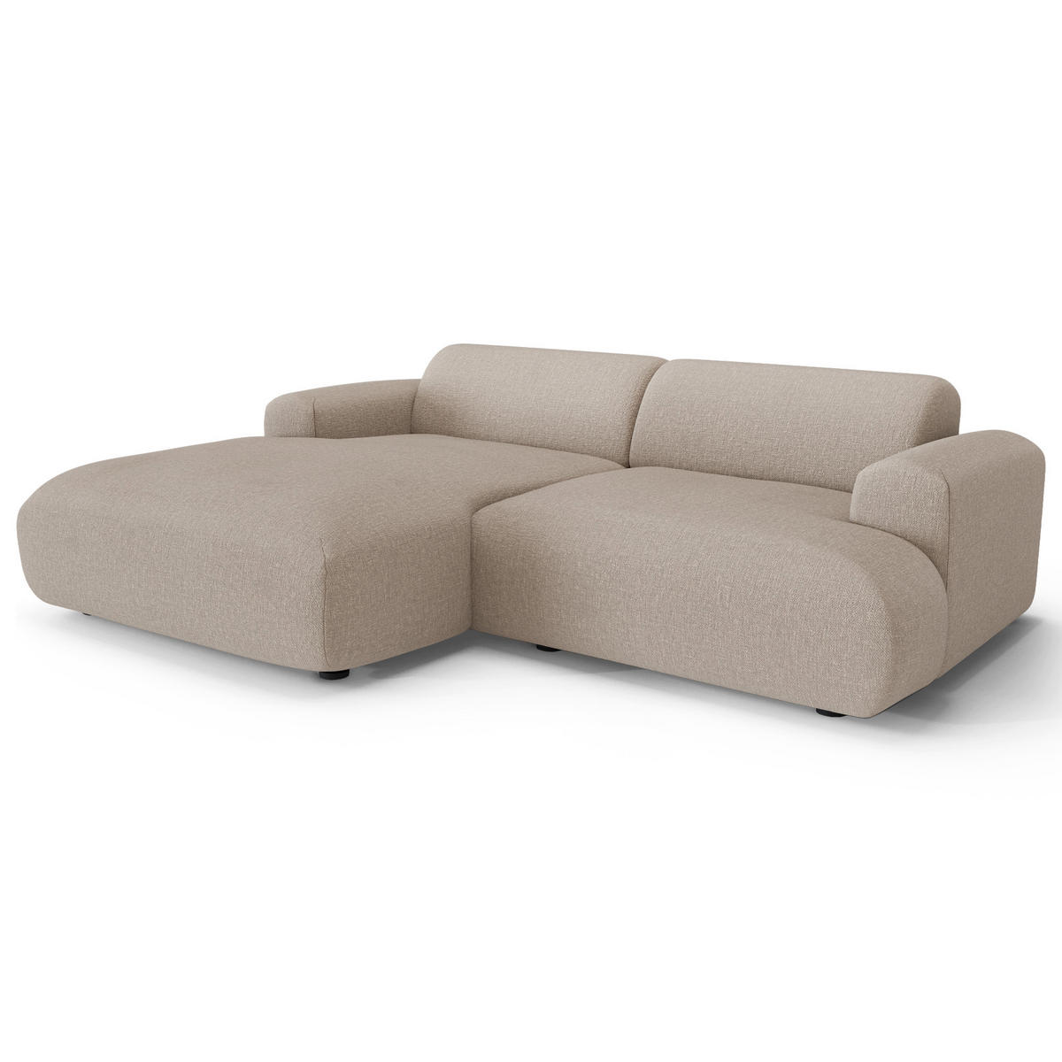 ECKSOFA LINKS Rastergewebe Beige 266cm - Beige, Textil (165/266cm) - Sia Home
