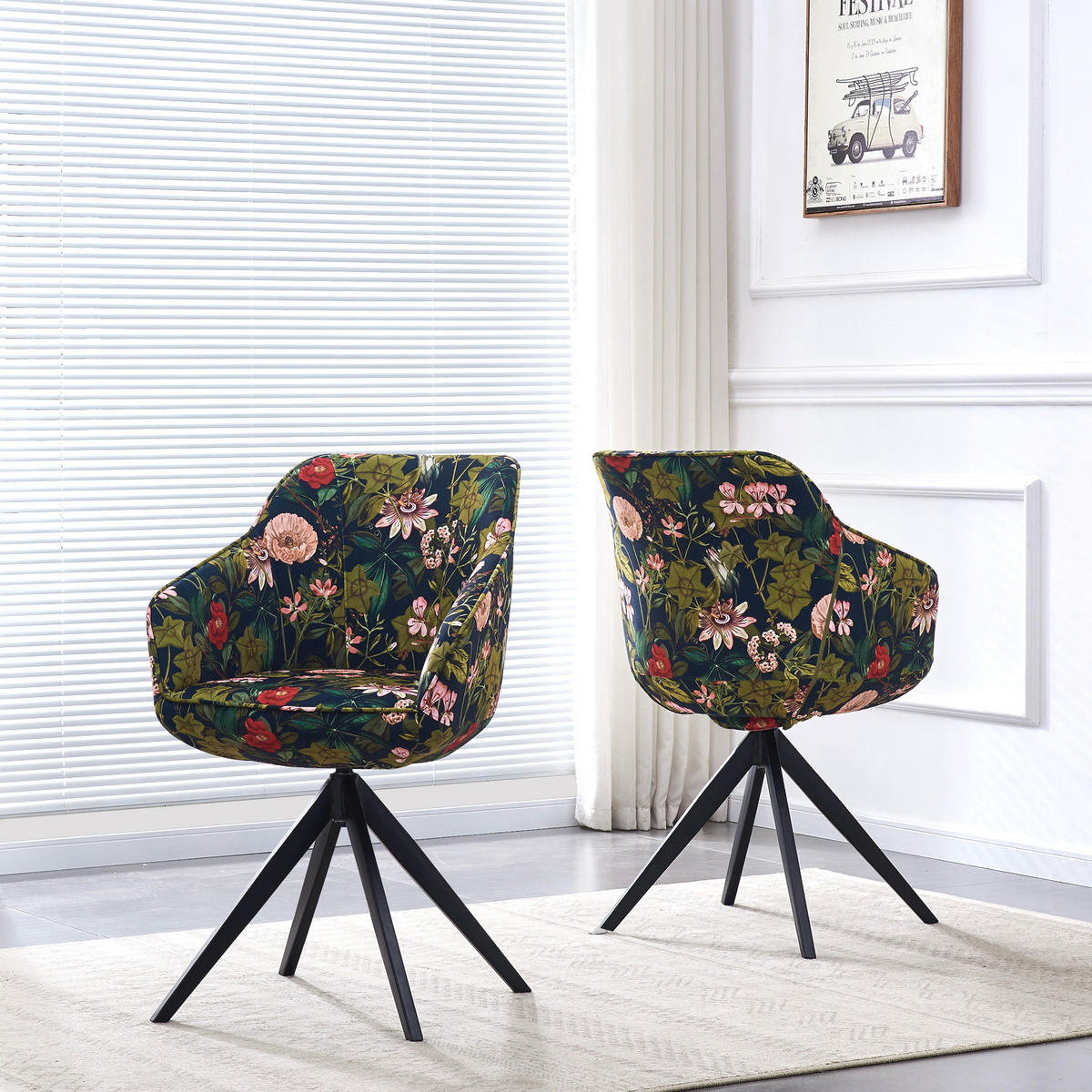 ARMLEHNSTUHL PANDORA Petrol - Petrol, Textil/Metall (57/82/62cm) - B&D Home