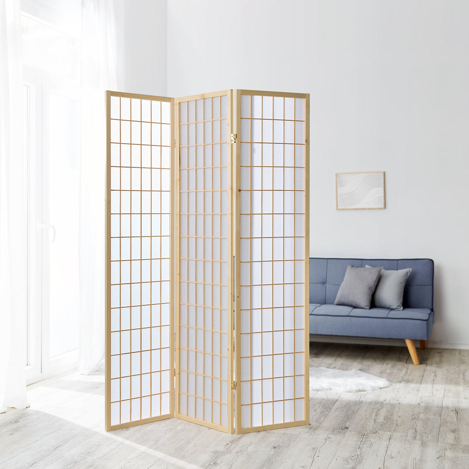 PARAVENT 3-tlg. 132/175 cm Braun Shoji - Braun, Holz (132/175/2cm) - Homestyle4u