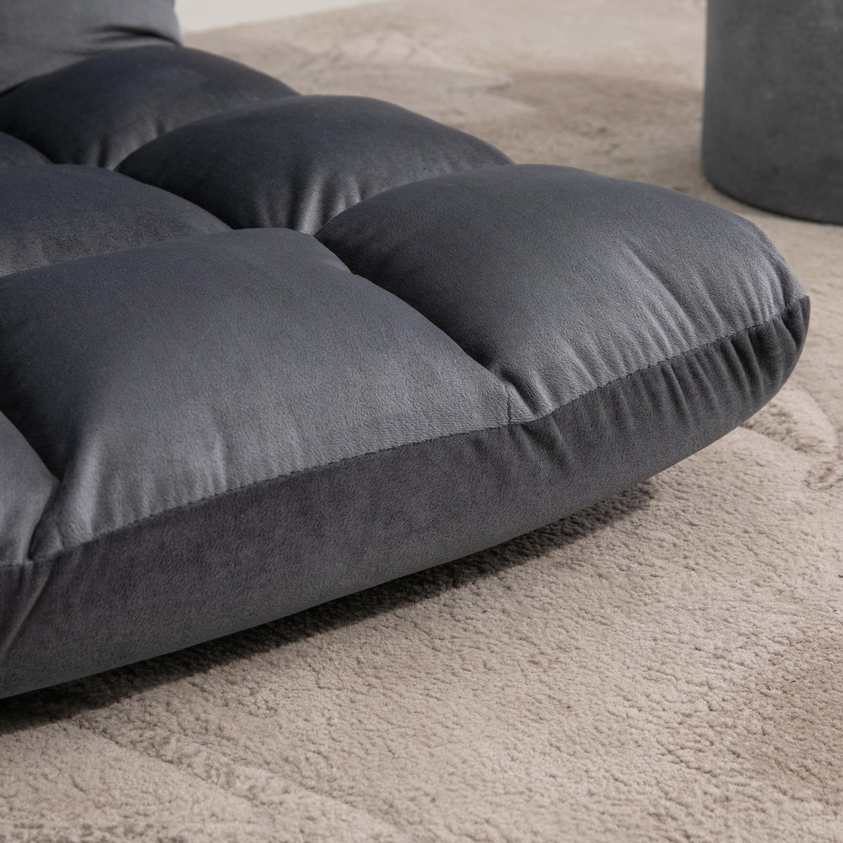 SESSEL GÄSTEMATRATZE BODENSESSEL DE-06630 verstellbare Rückenlehne, Velouroptik Grau - Dunkelgrau, Textil/Metall (71/53.5/55cm) - ComfortXL