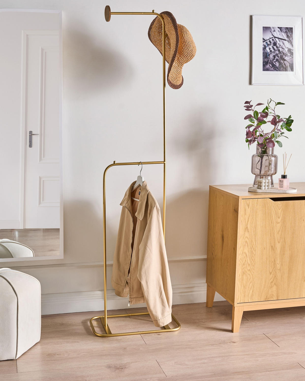 GARDEROBENSTÄNDER Gold Eureka - Goldfarben, Metall (48/171/30cm) - Beliani