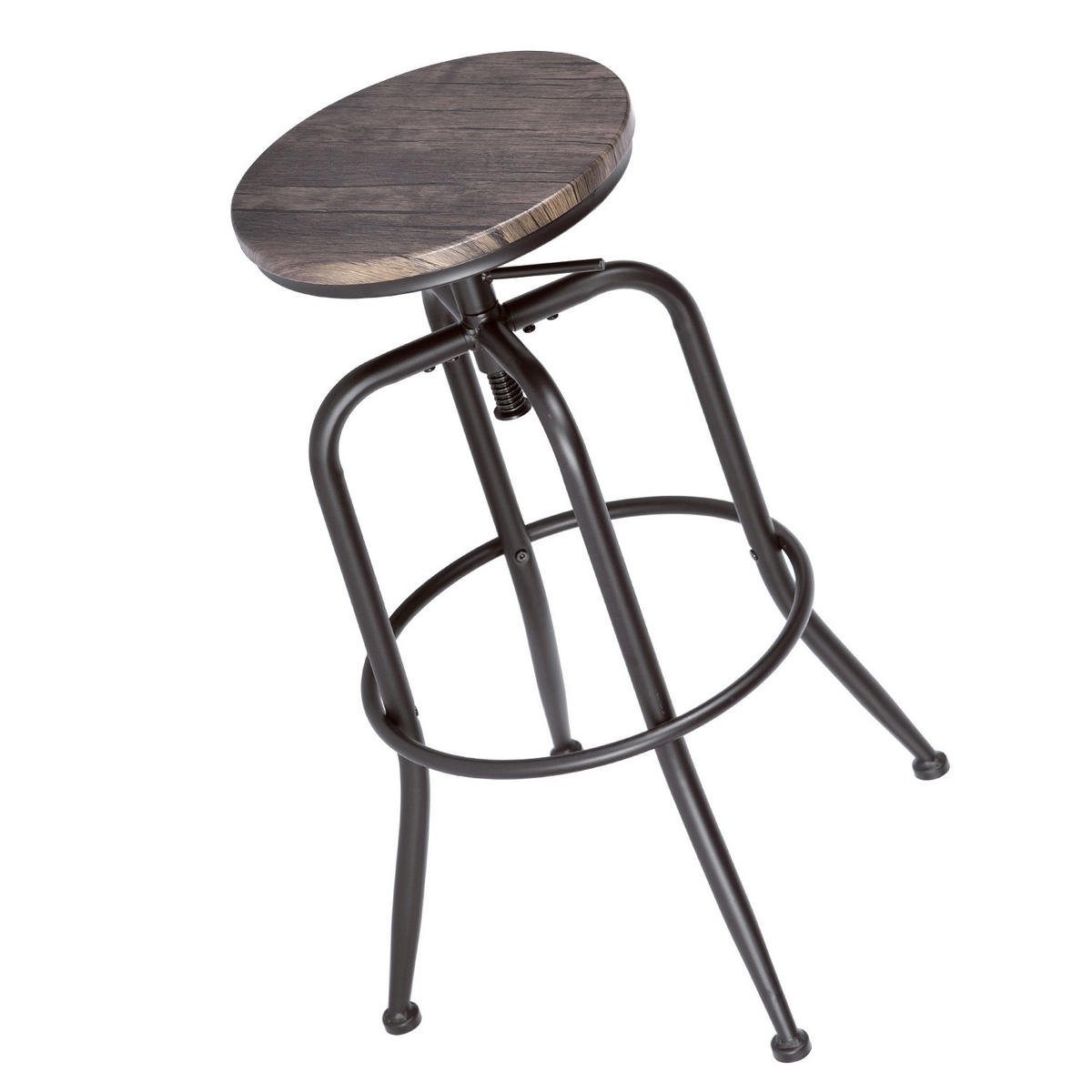 BARHOCKER 2er-Set Metallbeine, Holzkissen 38,5/38,5/68–76,5 cm - Alteiche/Schwarz, Metall (38/77/39cm) - Urban Meuble