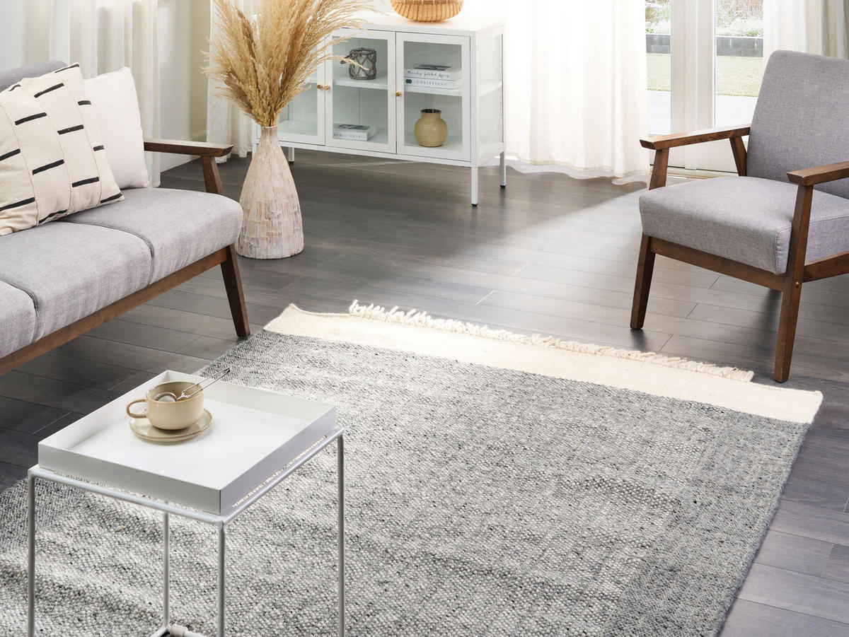 KURZFLOR-TEPPICH Tatlisu 200/140 cm - Grau, Textil (140/200cm) - Beliani