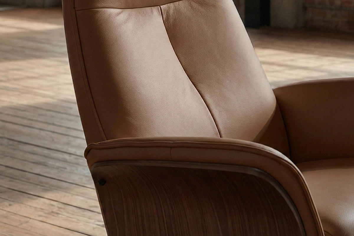 RELAXSESSEL FERREIRA Braun Leder Relaxfunktion - Schwarz/Braun, Leder/Metall (78/106/84cm) - KAWOLA