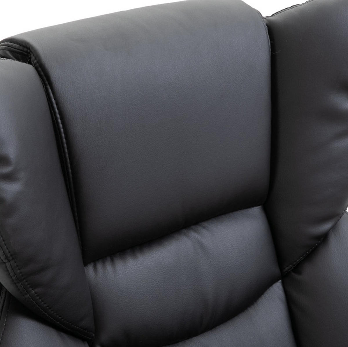 RELAXAČNÍ křeslo 79/82/101 cm černé z lepené kůže s masáží podnožkou a polohováním - černá, plast (82/101/79cm) - OKWISH