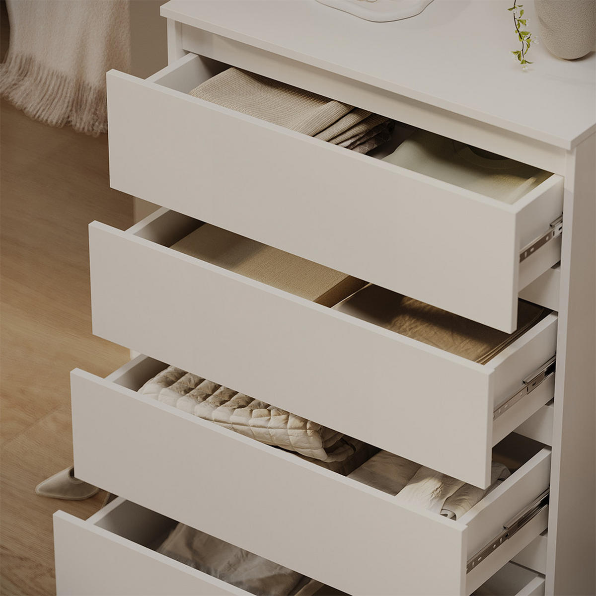 KOMODA S LADICAMA Claus Bijela 74 x 99.6 cm s 4 ladice - bijela, drvni materijal (74/99.6/40cm) - Vicco