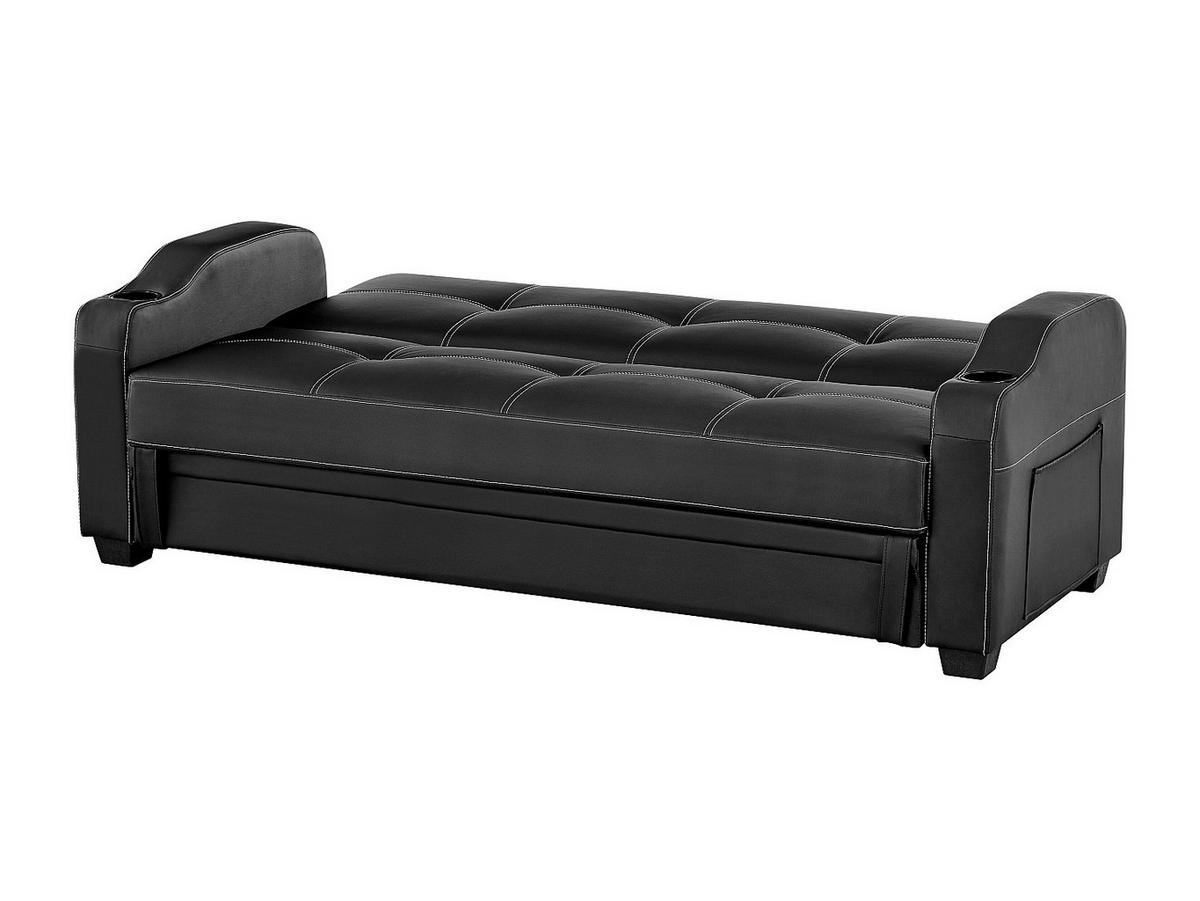 SCHLAFSOFA - 3 Personen - Kunstleder - Schwarz - - Schwarz, Leder (197/83/89cm) - Vente-Unique