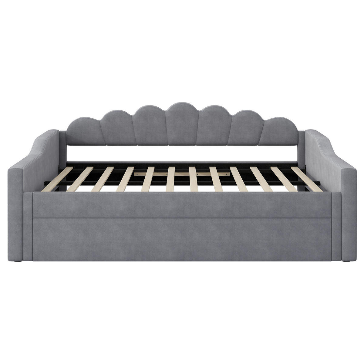 POLSTERBETT 140/200 cm Grau mit LED-Beleuchtung und Ausziehbett - Grau, Holzwerkstoff (140/200cm) - OKWISH