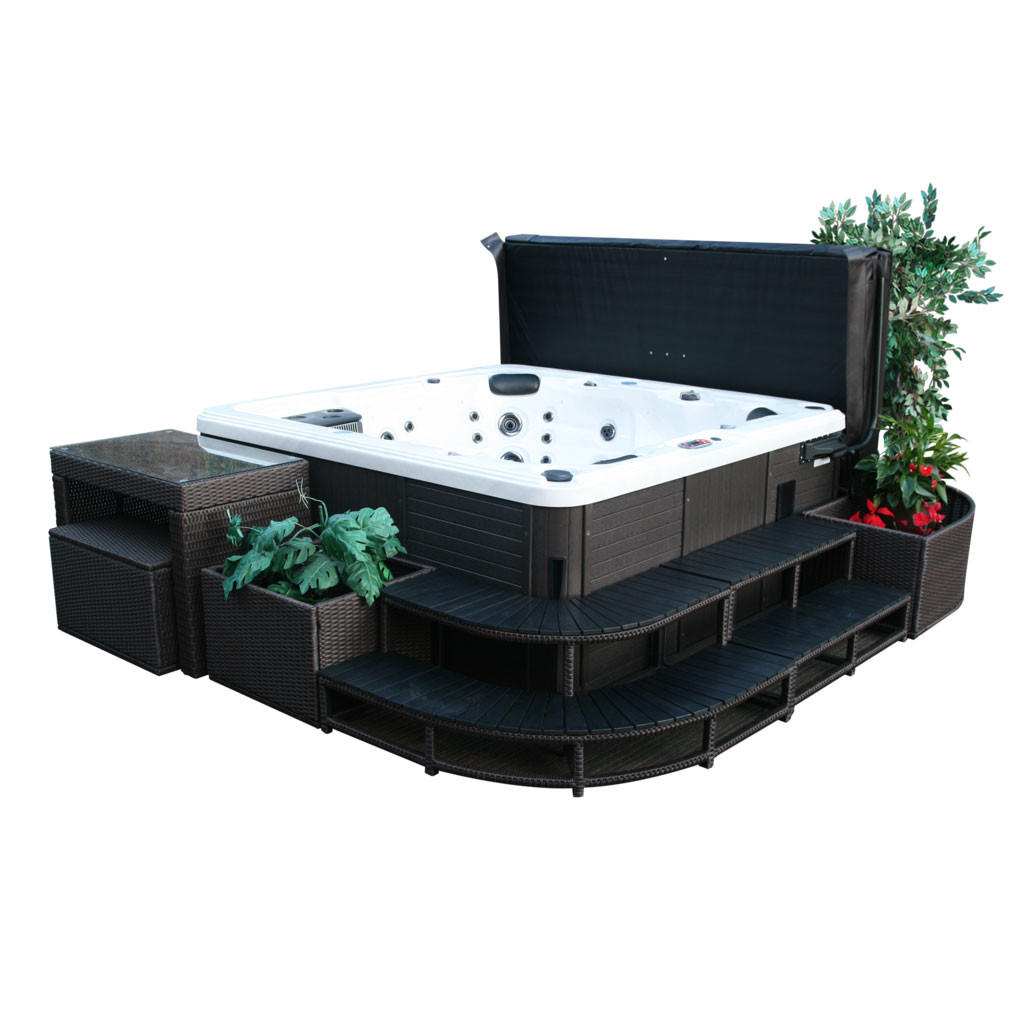 WHIRLPOOL RANDMÖBEL ECKIG Gerade Bar & Stühl - Braun, Naturmaterialien (102/73/57cm) - Canadian Spa Company