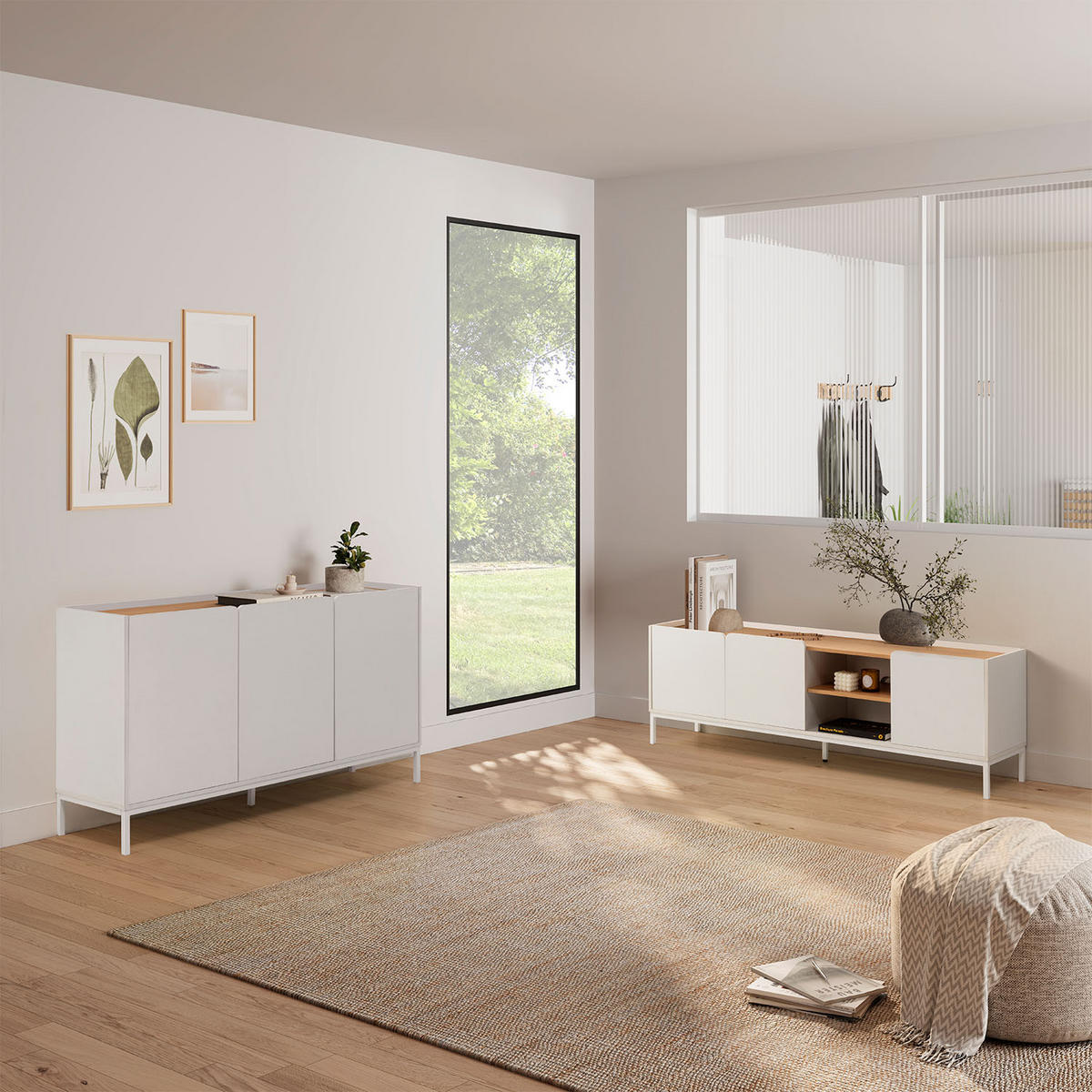 SIDEBOARD Curva 3 türen Weiß - Weiß, Holzwerkstoff (140/80/40cm)