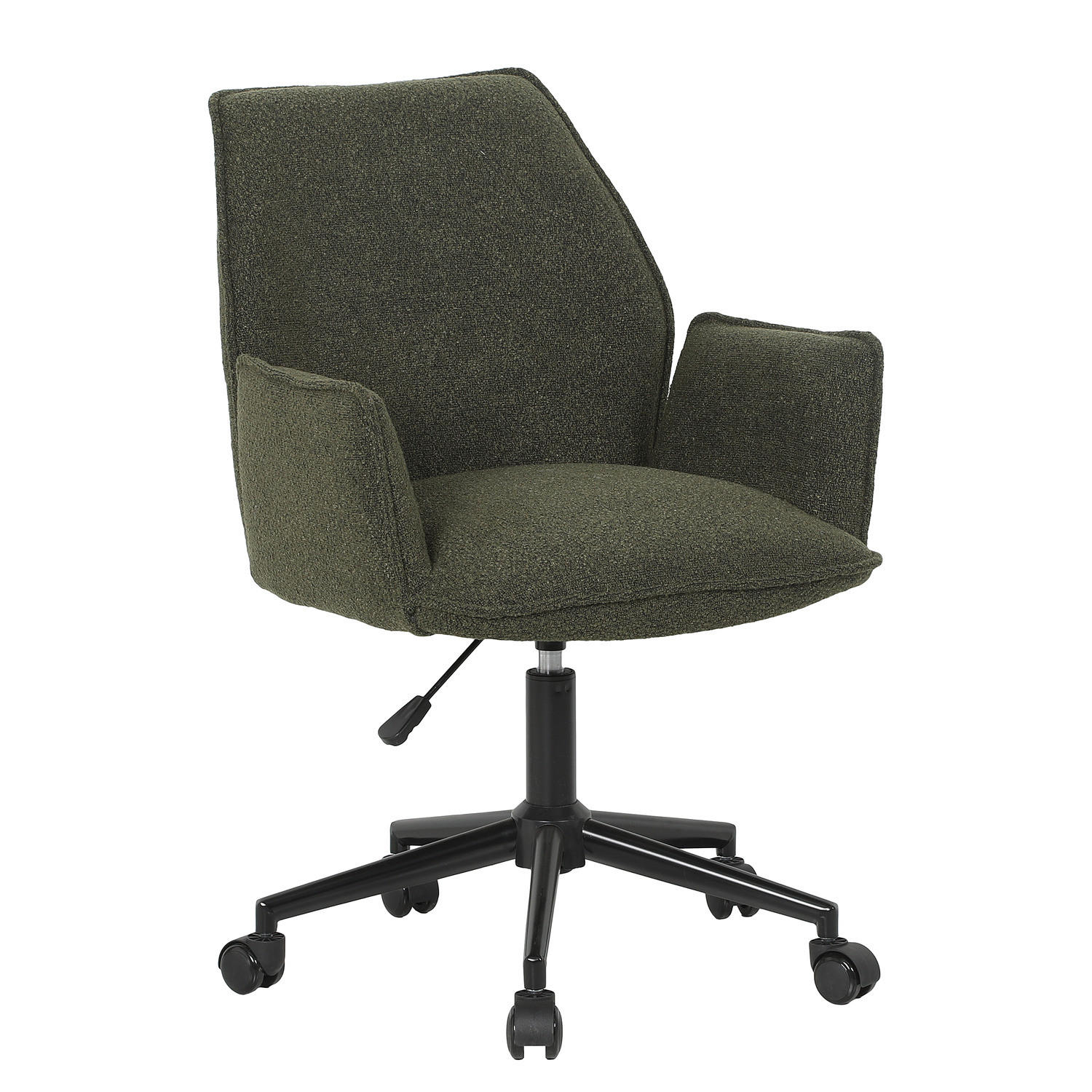 BÜRODREHSTUHL - Bouclé / Eisen - Schwarz/Olivgrün, Textil/Metall (57/85/62cm) - home24