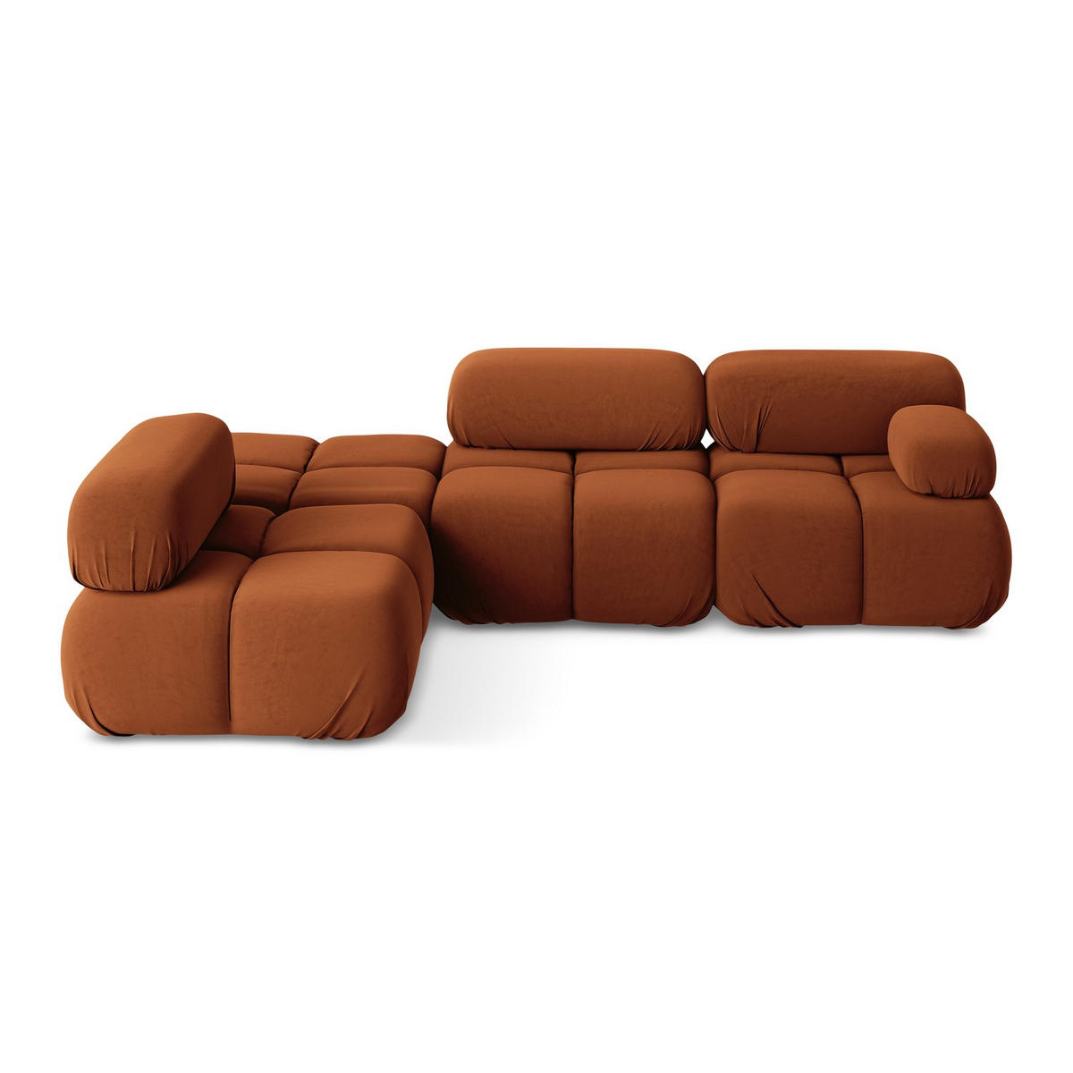 ECKSOFA Links Samt Stoff Orange - Beige/Terracotta, Kunststoff/Textil (190/285cm) - LaMiaSofa