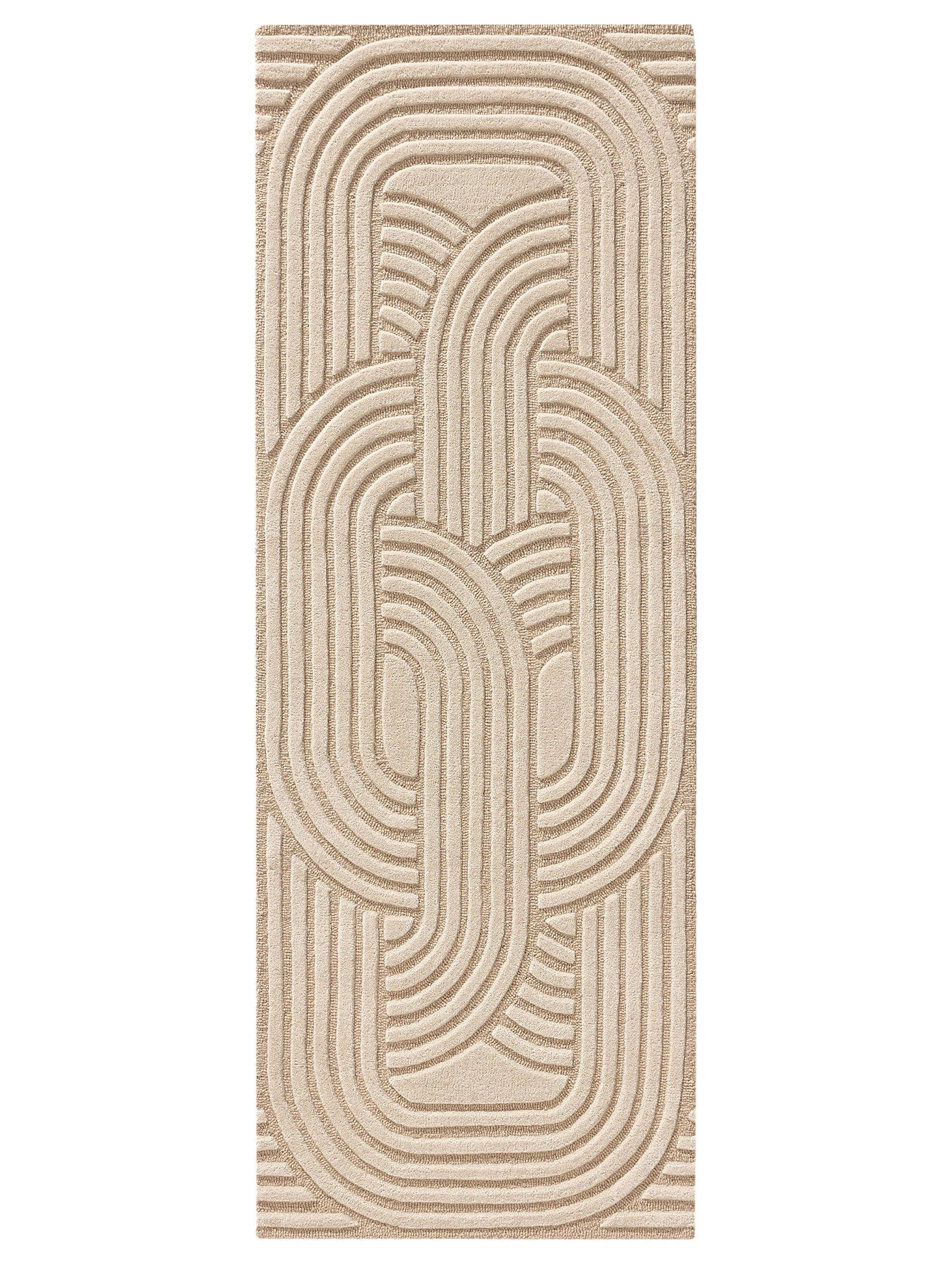 WOLLTEPPICH-LÄUFER Nuria Beige 70x200 cm - Beige, Textil (70/200cm) - benuta Pure