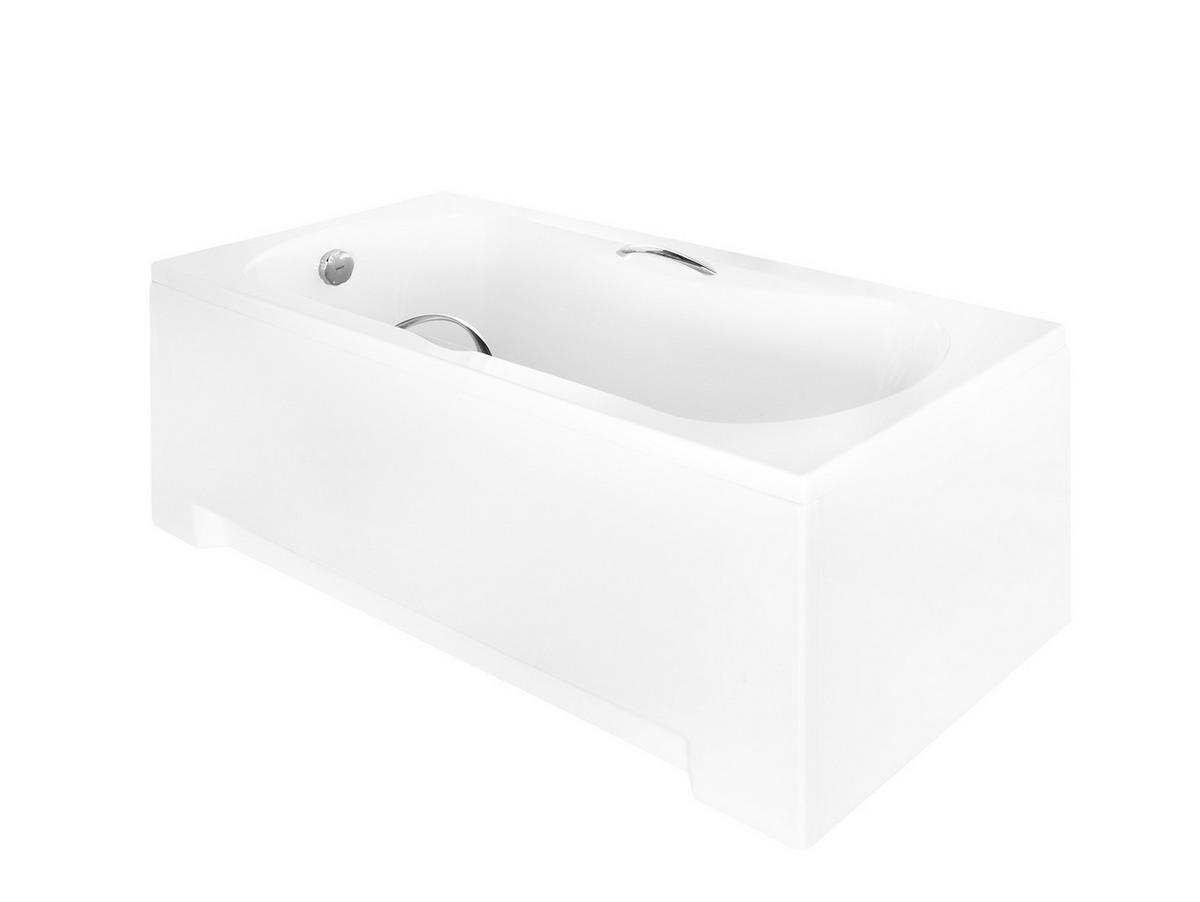BADEWANNE Rechteck ARIA PLUS 140/70 mit Schürze und Handgriffen Ablauf Füße - Weiß, Kunststoff (70/50/140cm) - bad land