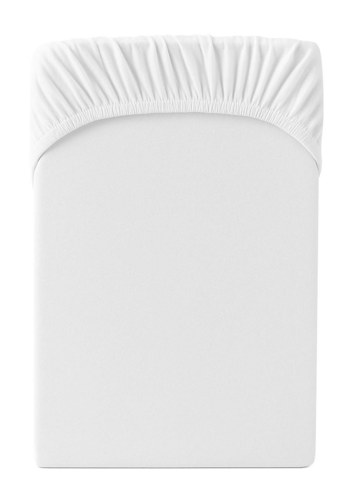 JERSEY-SPANNBETTLAKEN 90x200 - 100x200 cm, Bettlaken aus 100% Baumwolle mit Rundum-Gummizug, Spannbetttuch Weiß - Weiß, Textil (100/200cm) - Carpe Sonno