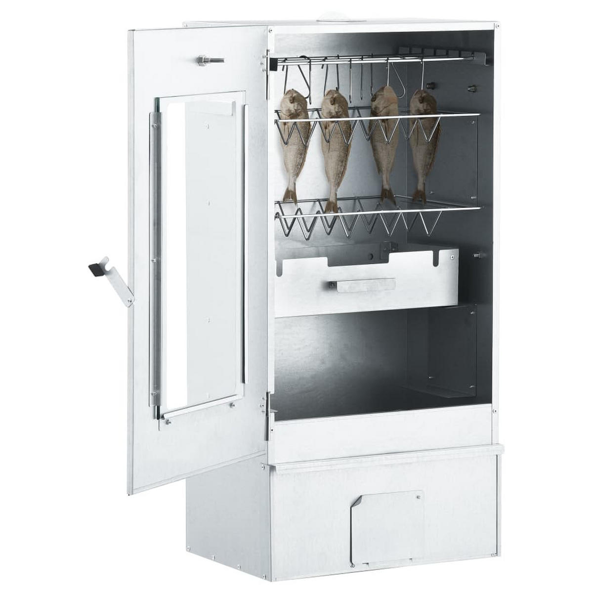 RÄUCHEROFEN Mit Kaltrauchgenerator Verzinkter Stahl - Silberfarben, Metall (44.5/83/29cm) - vidaXL