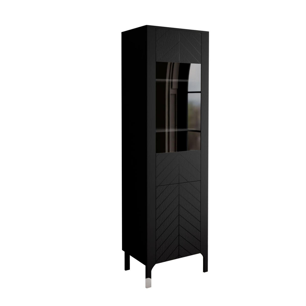 GLASVITRINE LUMI, Schwarz - Schwarz, Holzwerkstoff (60/197/41cm) - Lookway