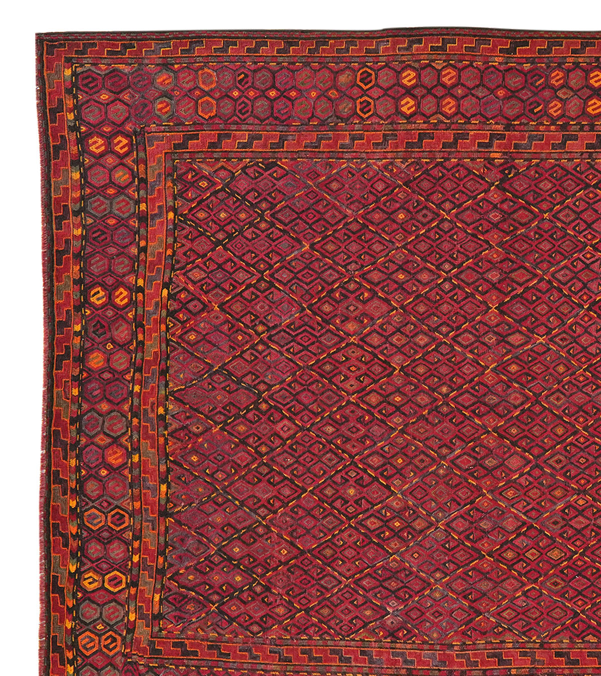 HANDWEBTEPPICH Kelim Kordi Rot 400/204 cm Schurwolle - Rot, Textil (204/400cm) - Looma