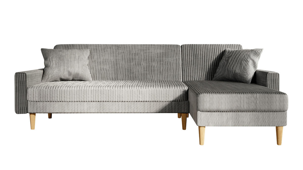 ECKSOFA mit Schlaffunktion L-Form, Hellgrau - Grau, Holzwerkstoff/Textil (256/134cm) - Idohome
