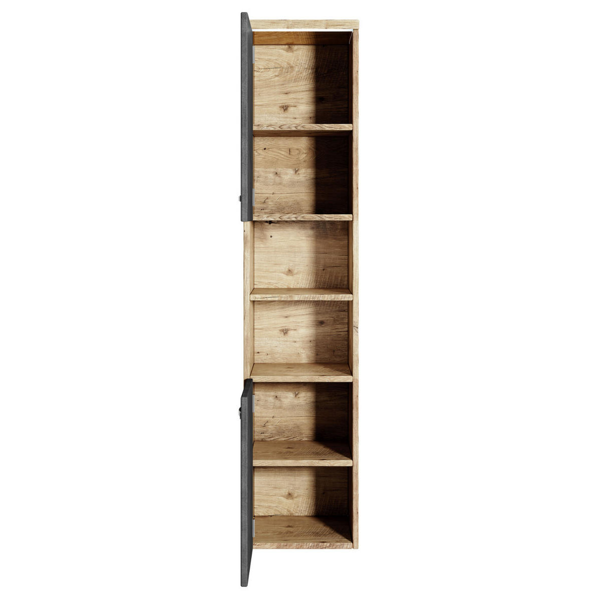 BADEZIMMERSCHRANK Paso mit 2 Türen Kastanien Eiche / Grau - 35 x 35 x 160 cm - Eichefarben/Grau, Holz (35/160/35cm) - Badplaats