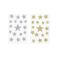 WEIHNACHTSDEKORATIONEN 2er-Set Fenstersticker Sterne silber, gold 15 cm - Silberfarben/Goldfarben, Kunststoff (15/15/0.1cm) - LAALU