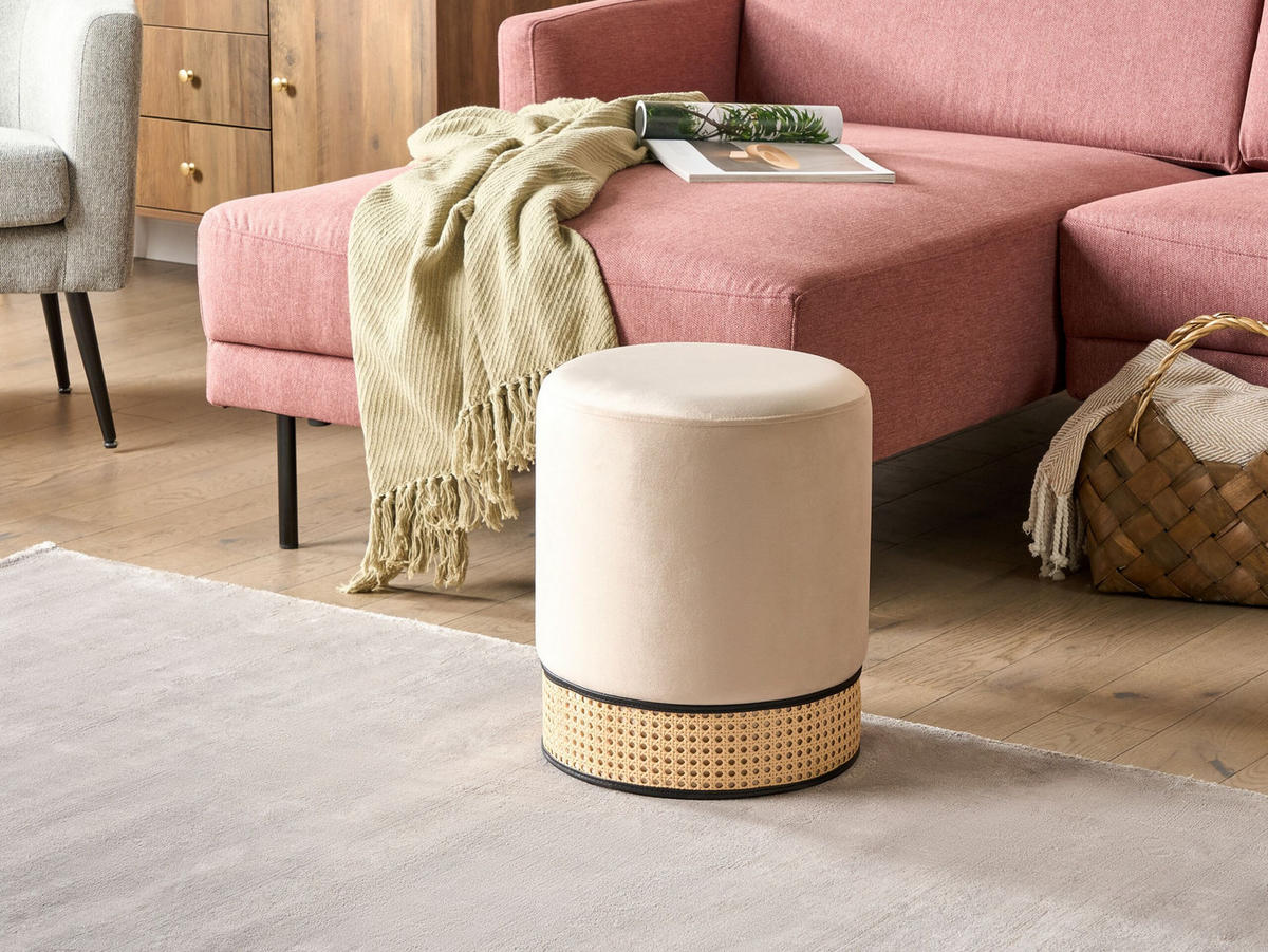 POUF Yankton 35/35/42 cm - Beige, Textil (35/42/35cm) - Beliani