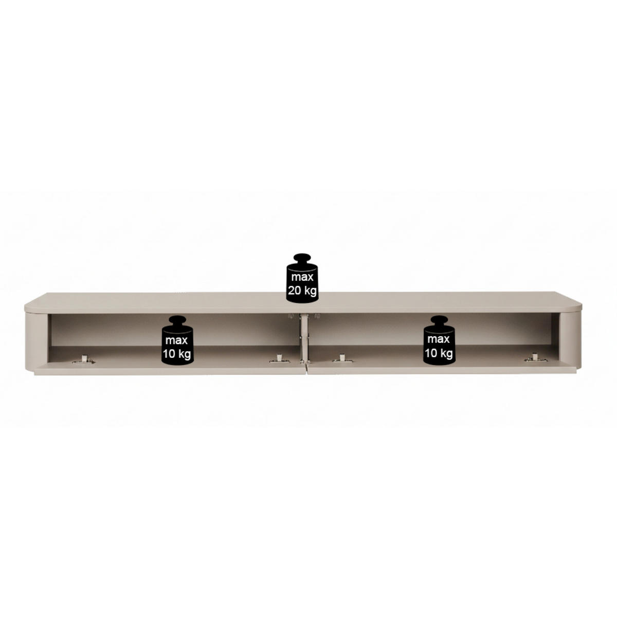 TV stolík Luvio závesný kašmírovo sivý 175/20/39 cm - taupe, kompozitné drevo (175/20/39cm) - Selsey