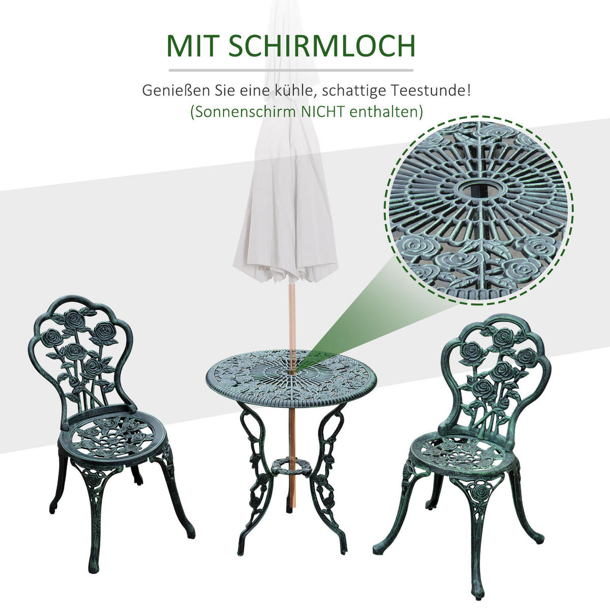 GARTENMÖBEL Set, Gussaluminium, Grün - Grün, Metall - Outsunny