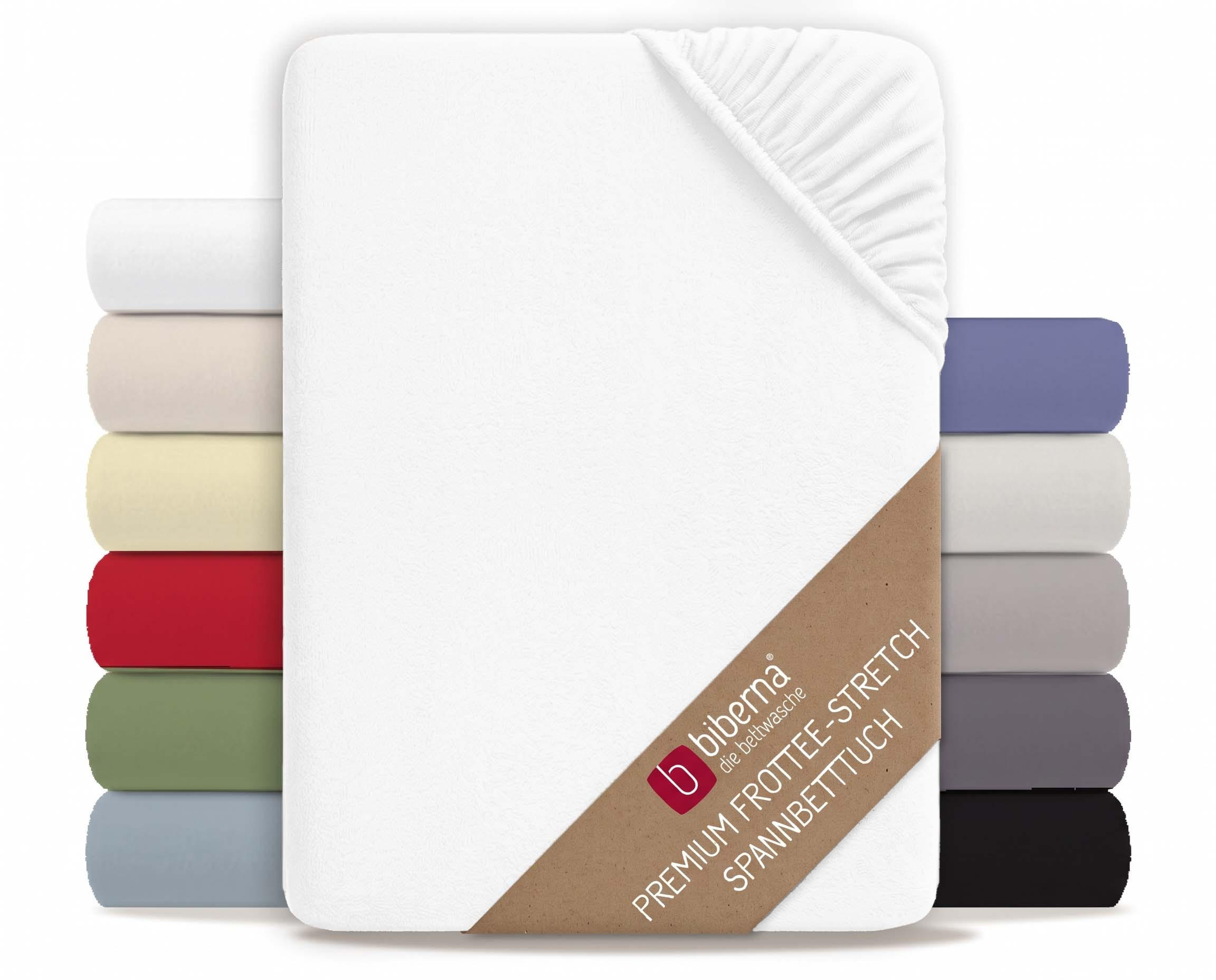 SPANNBETTTUCH Premium Frottee weiss, 180x200 cm - 200x200 cm - Weiß, Textil (200/200cm) - biberna